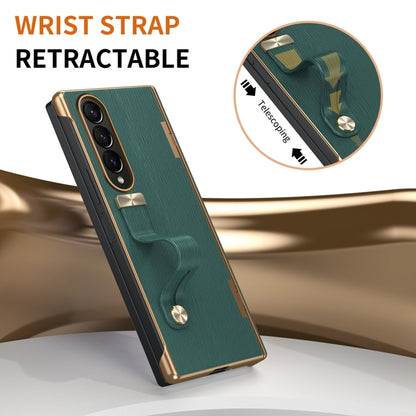 For Samsung Galaxy Z Fold4 Retractable Wrist Strap Invisible Stand Phone Case(Green) - Galaxy Z Fold4 5G Cases by buy2fix | Online Shopping UK | buy2fix