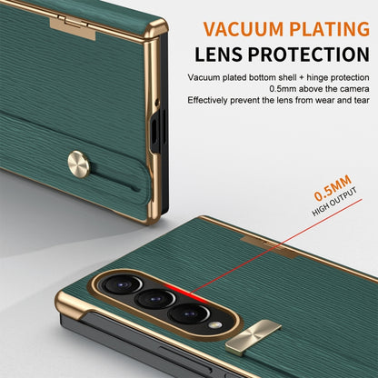For Samsung Galaxy Z Fold4 Retractable Wrist Strap Invisible Stand Phone Case(Green) - Galaxy Z Fold4 5G Cases by buy2fix | Online Shopping UK | buy2fix