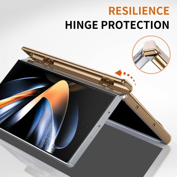 For Samsung Galaxy Z Fold4 Retractable Wrist Strap Invisible Stand Phone Case(Pink) - Galaxy Z Fold4 5G Cases by buy2fix | Online Shopping UK | buy2fix