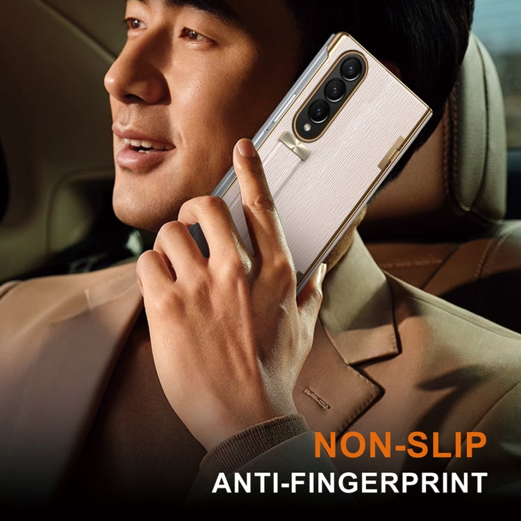 For Samsung Galaxy Z Fold4 Retractable Wrist Strap Invisible Stand Phone Case(Pink) - Galaxy Z Fold4 5G Cases by buy2fix | Online Shopping UK | buy2fix