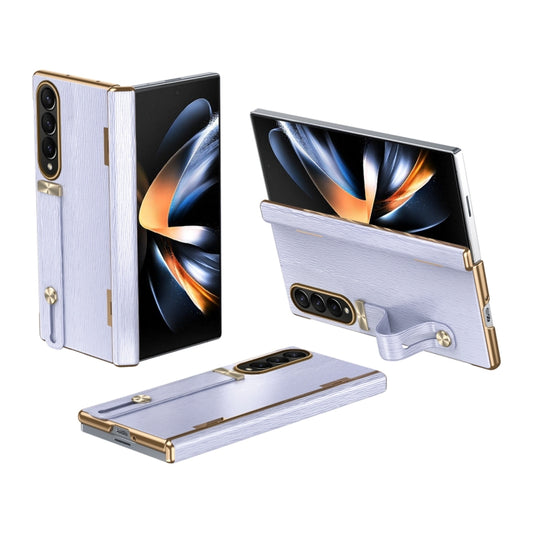 For Samsung Galaxy Z Fold4 Retractable Wrist Strap Invisible Stand Phone Case(Violets) - Galaxy Z Fold4 5G Cases by buy2fix | Online Shopping UK | buy2fix