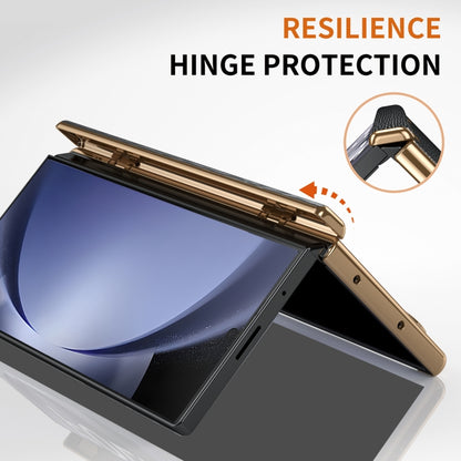 For Samsung Galaxy Z Fold5 Retractable Wrist Strap Invisible Stand Phone Case(Black) - Galaxy Z Fold5 Cases by buy2fix | Online Shopping UK | buy2fix