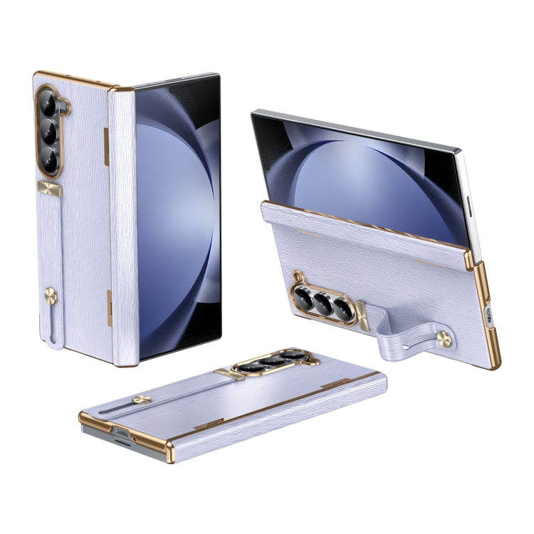 For Samsung Galaxy Z Fold5 Retractable Wrist Strap Invisible Stand Phone Case(Violets) - Galaxy Z Fold5 Cases by buy2fix | Online Shopping UK | buy2fix