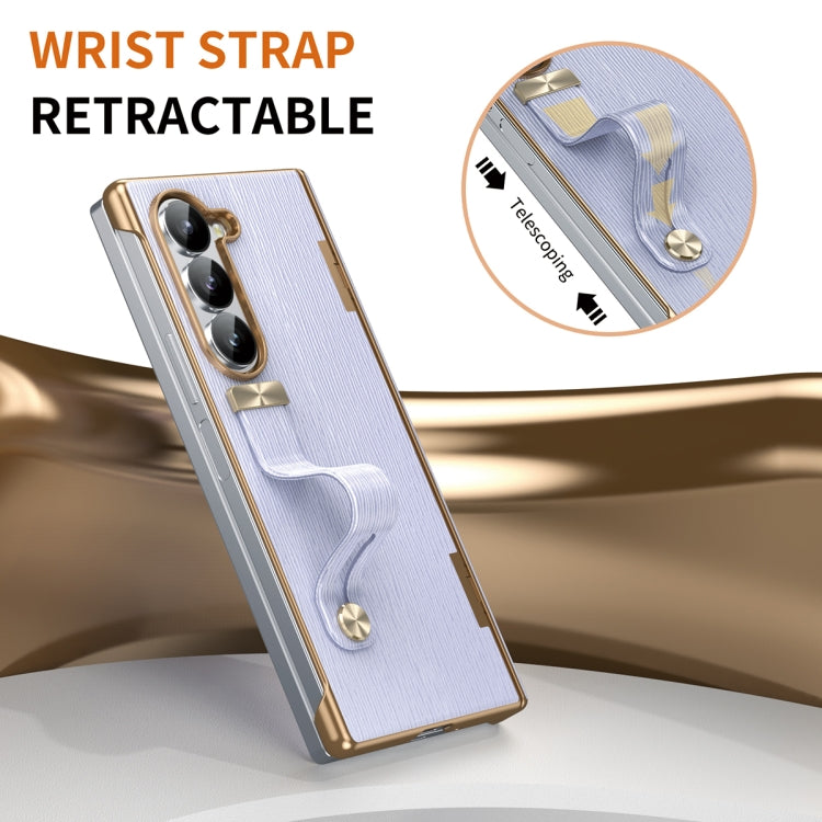 For Samsung Galaxy Z Fold5 Retractable Wrist Strap Invisible Stand Phone Case(Violets) - Galaxy Z Fold5 Cases by buy2fix | Online Shopping UK | buy2fix
