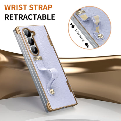 For Samsung Galaxy Z Fold5 Retractable Wrist Strap Invisible Stand Phone Case(Violets) - Galaxy Z Fold5 Cases by buy2fix | Online Shopping UK | buy2fix