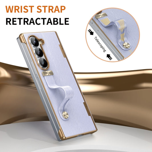 For Samsung Galaxy Z Fold5 Retractable Wrist Strap Invisible Stand Phone Case(Violets) - Galaxy Z Fold5 Cases by buy2fix | Online Shopping UK | buy2fix