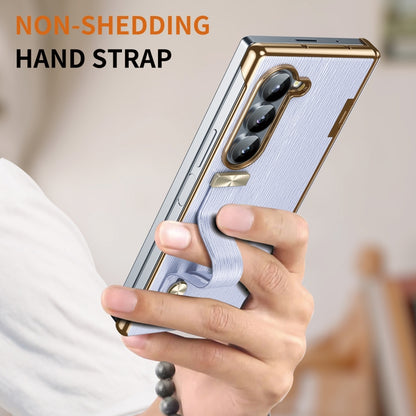 For Samsung Galaxy Z Fold5 Retractable Wrist Strap Invisible Stand Phone Case(Violets) - Galaxy Z Fold5 Cases by buy2fix | Online Shopping UK | buy2fix