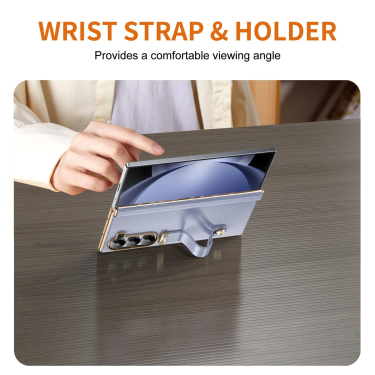 For Samsung Galaxy Z Fold5 Retractable Wrist Strap Invisible Stand Phone Case(Violets) - Galaxy Z Fold5 Cases by buy2fix | Online Shopping UK | buy2fix