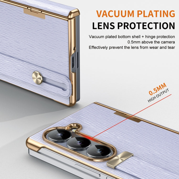 For Samsung Galaxy Z Fold5 Retractable Wrist Strap Invisible Stand Phone Case(Violets) - Galaxy Z Fold5 Cases by buy2fix | Online Shopping UK | buy2fix