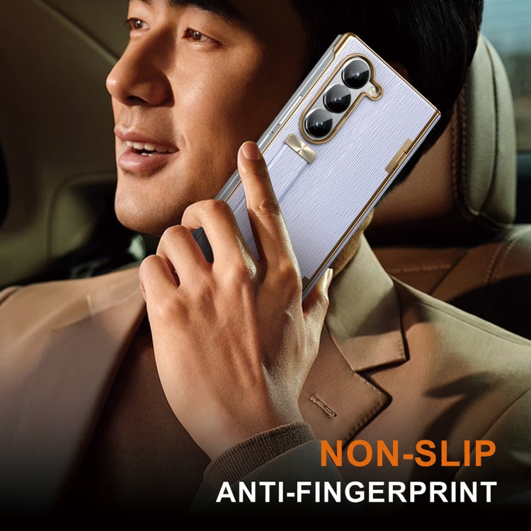 For Samsung Galaxy Z Fold5 Retractable Wrist Strap Invisible Stand Phone Case(Violets) - Galaxy Z Fold5 Cases by buy2fix | Online Shopping UK | buy2fix