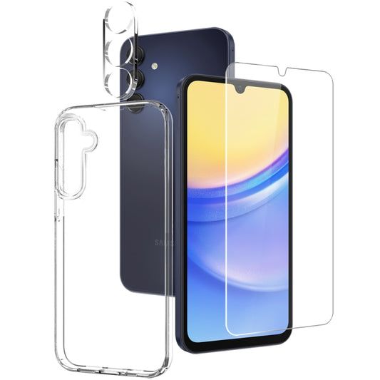 For Samsung Galaxy A15 4G / 5G NORTHJO 3 in 1 TPU Phone Case with Screen Protector and Lens Film(Transparent) - Galaxy Phone Cases by NORTHJO | Online Shopping UK | buy2fix