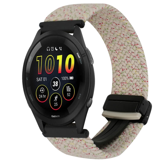 For Garmin Forerunner 265 Music 22mm Magnetic Buckle Braided Watch Band(Starlight Color)