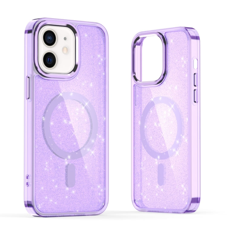 For iPhone 12 Glitter MagSafe Shockproof Phone Case(Purple) by buy2fix