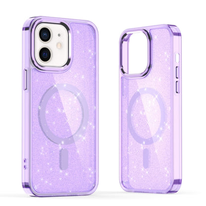 For iPhone 12 Glitter MagSafe Shockproof Phone Case(Purple) by buy2fix