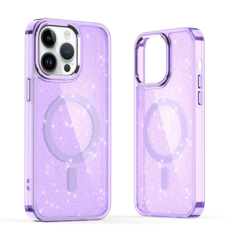 For iPhone 12 Pro Max Glitter MagSafe Shockproof Phone Case(Purple) by buy2fix