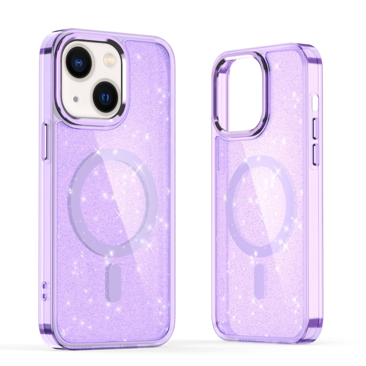 For iPhone 14 Glitter MagSafe Shockproof Phone Case(Purple) by buy2fix