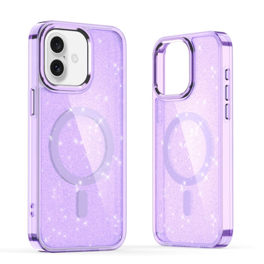 For iPhone 16 Plus Glitter MagSafe Shockproof Phone Case(Purple) by buy2fix