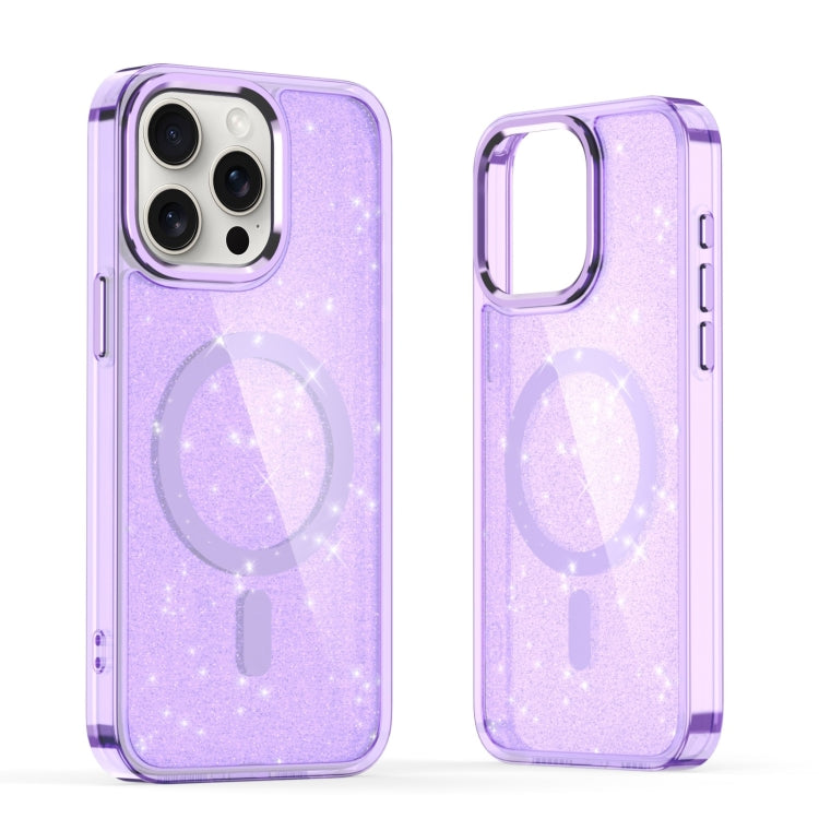 For iPhone 16 Pro Glitter MagSafe Shockproof Phone Case(Purple) by buy2fix