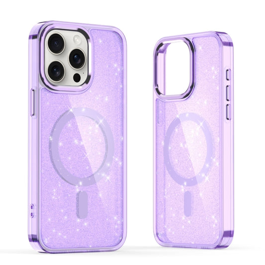For iPhone 16 Pro Glitter MagSafe Shockproof Phone Case(Purple) by buy2fix