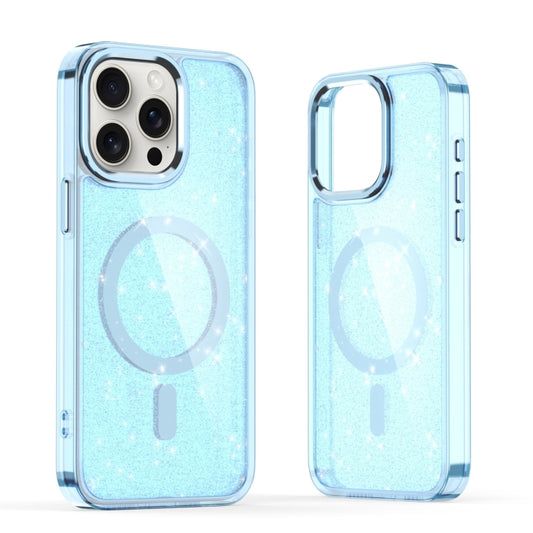 For iPhone 16 Pro Max Glitter MagSafe Shockproof Phone Case(Blue) by buy2fix