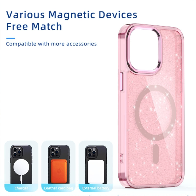For iPhone 12 Pro Glitter MagSafe Shockproof Phone Case(Blue) by buy2fix