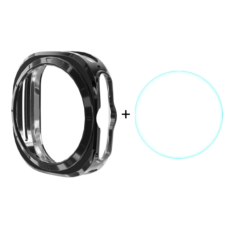 For Samsung Galaxy Watch Ultra 47mm / Ultra 2025 ENKAY Hat-Prince Electroplated Soft TPU Cover + 0.2mm 9H Glass Screen Protector(Black) - Watch Cases by ENKAY | Online Shopping UK | buy2fix
