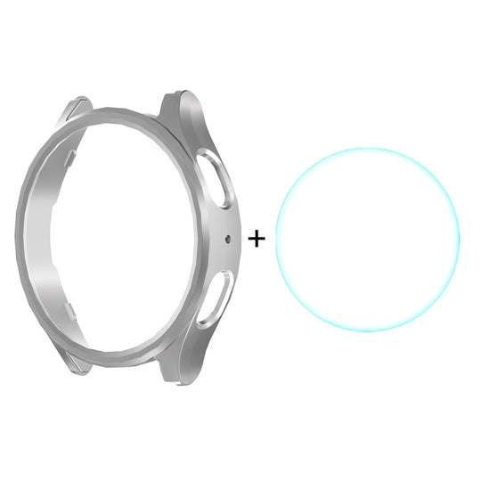 For Samsung Galaxy Watch7 44mm ENKAY Hat-Prince Electroplated Hard PC Case + 0.2mm 9H Glass Screen Protector(Silver)