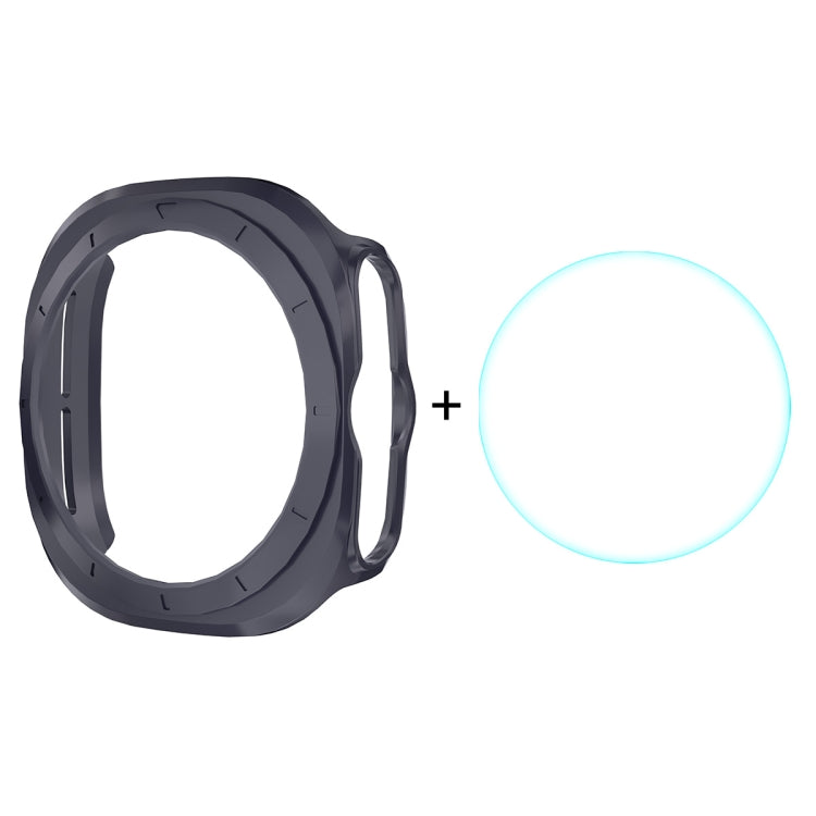 For Samsung Galaxy Watch Ultra 47mm / Ultra 2025 ENKAY Hat-Prince Electroplated Hard PC Cover + 0.2mm 9H Glass Screen Protector(Dark Blue) - Watch Cases by ENKAY | Online Shopping UK | buy2fix