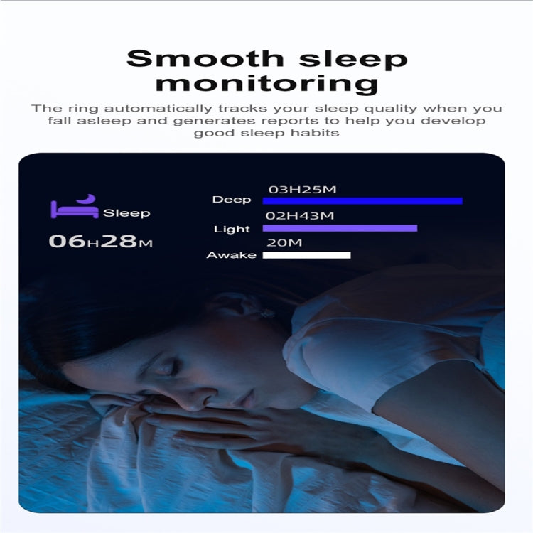 R03 SIZE 8 Smart Ring, Support Heart Rate / Blood Oxygen / Sleep / Multiple Sports Modes(Black) by buy2fix