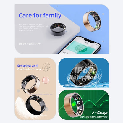 R11M SIZE 7 Smart Ring, Support Heart Rate / Blood Oxygen / Sleep / Multiple Sports Modes(Gold) by buy2fix