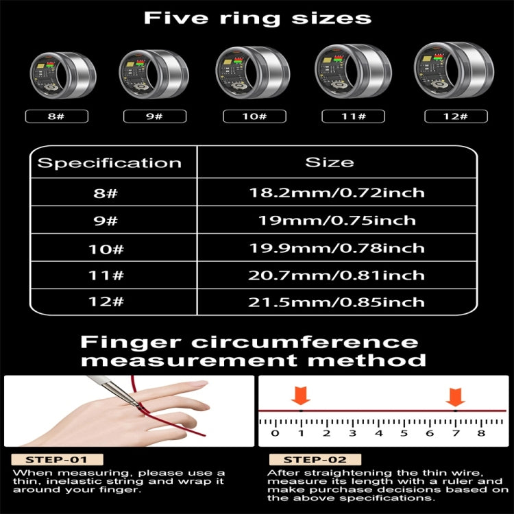R18 SIZE 9 Smart Ring, Support Heart Rate / Blood Oxygen / Sleep/ Multiple Sports Modes(Gold) by buy2fix