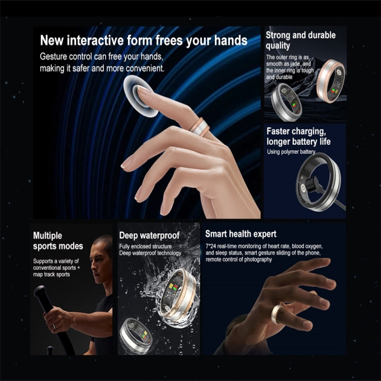 R18 SIZE 10 Smart Ring, Support Heart Rate / Blood Oxygen / Sleep / Multiple Sports Modes(Gold) by buy2fix