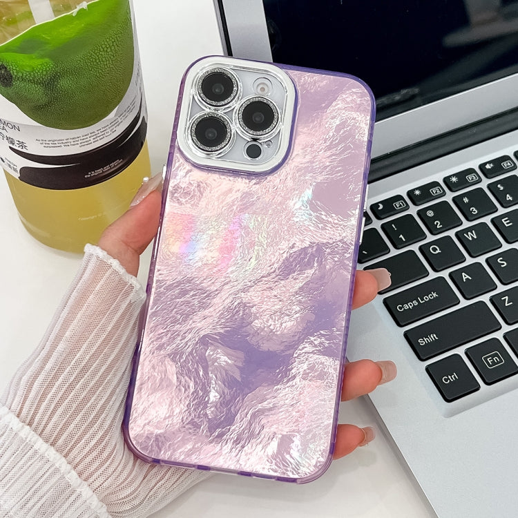 For iPhone 16 Pro Plating Glitter Texture TPU Phone Case with Lens Film(Purple Tinfoil Texture) by buy2fix