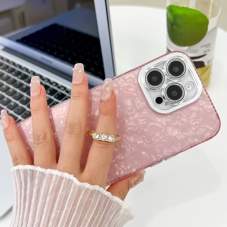 For iPhone 16 Pro Max Plating Glitter Texture Ring Holder TPU Phone Case with Lens Film(Purple Feather Yarn) by buy2fix