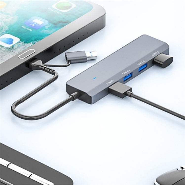 ADS-305D USB / Type-C to USB3.0 4-Ports USB HUB Computer Laptop Adapter Docking Station by buy2fix