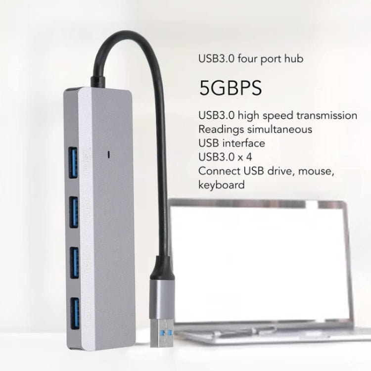 ADS-305A Aluminum Alloy USB to 4-Ports USB3.0 USB HUB Laptop Adapter Docking Station by buy2fix
