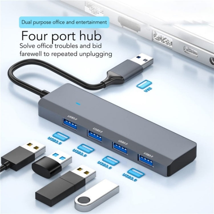 ADS-305A Aluminum Alloy USB to 4-Ports USB3.0 USB HUB Laptop Adapter Docking Station by buy2fix