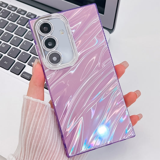 For Samsung Galaxy S25+ 5G Plating Glitter Texture TPU Phone Case with Lens Film(Purple Water Ripples) - Galaxy S25+ 5G Cases by buy2fix | Online Shopping UK | buy2fix