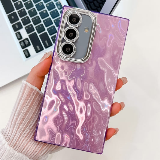 For Samsung Galaxy S25+ 5G Plating Glitter Texture TPU Phone Case with Lens Film(Purple Wrinkles) - Galaxy S25+ 5G Cases by buy2fix | Online Shopping UK | buy2fix