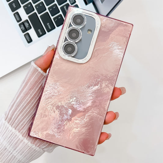 For Samsung Galaxy S25+ 5G Plating Glitter Texture TPU Phone Case with Lens Film(Pink Tinfoil Texture) - Galaxy S25+ 5G Cases by buy2fix | Online Shopping UK | buy2fix