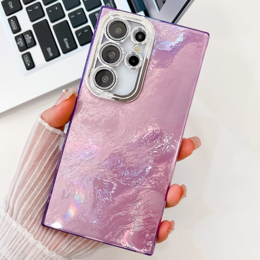 For Samsung Galaxy S25 Ultra 5G Plating Glitter Texture TPU Phone Case with Lens Film(Purple Tinfoil Texture) by buy2fix