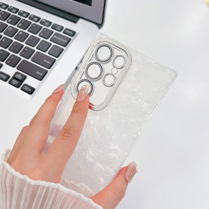 For Samsung Galaxy S25 5G Plating Glitter Texture TPU Phone Case with Lens Film(White Wrinkles) by buy2fix