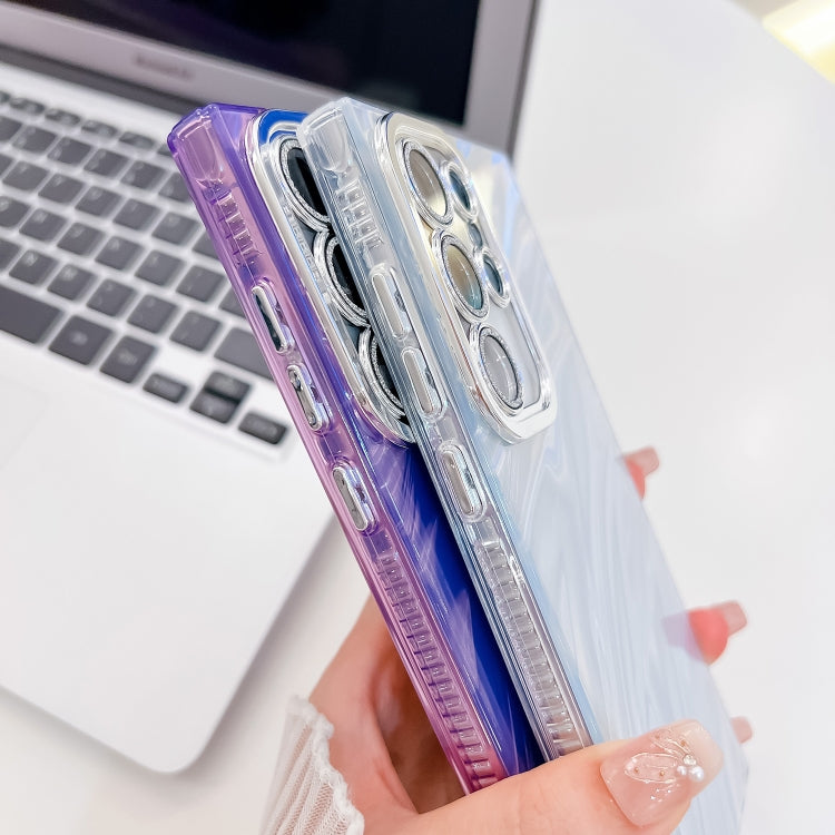 For Samsung Galaxy S25 5G Plating Glitter Texture TPU Phone Case with Lens Film(Pink Shell Pattern) by buy2fix