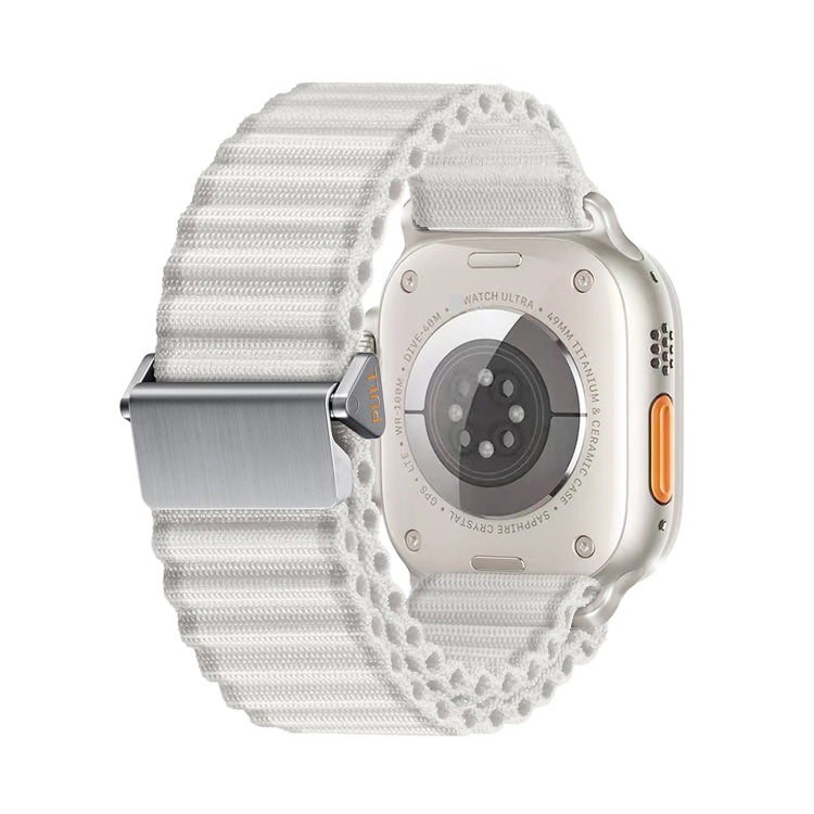 For Apple Watch Ultra 49mm Off Road Magnetic Buckle Braided Nylon Watch Band(White) by buy2fix