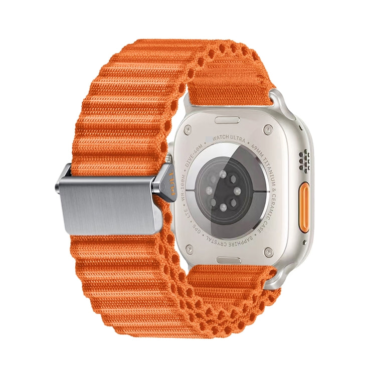 For Apple Watch Ultra 49mm Off Road Magnetic Buckle Braided Nylon Watch Band(Orange) by buy2fix