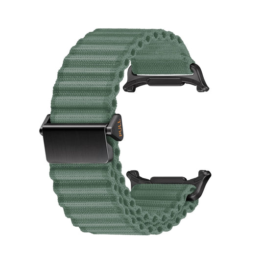 For Apple Watch Ultra 49mm Off Road Magnetic Buckle Braided Nylon Watch Band(Army Green) by buy2fix