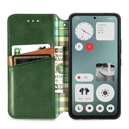 For Nothing CMF Phone 1 Cubic Grid Pressed Magnetic Leather Phone Case(Green) - More Brand by buy2fix | Online Shopping UK | buy2fix