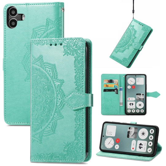 For Nothing CMF Phone 1 Mandala Flower Embossed Leather Phone Case(Green)