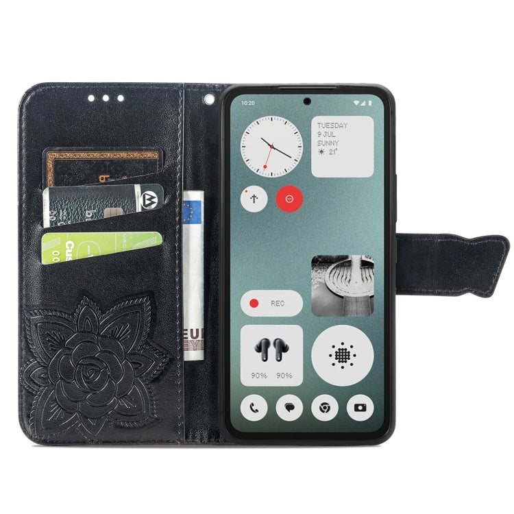 For Nothing CMF Phone 1 Butterfly Love Flower Embossed Leather Phone Case(Black) - Nothing Cases by buy2fix | Online Shopping UK | buy2fix