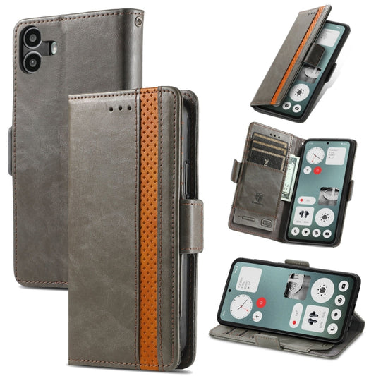 For Nothing CMF Phone 1 CaseNeo Splicing Dual Magnetic Buckle Leather Phone Case(Gray) - Nothing Cases by buy2fix | Online Shopping UK | buy2fix
